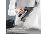 Plancha de vapor - Rowenta DE6725 Freemove Force, Sin Cable, 2600 W, 220 g/min, 0,25 L, Suela de acero inox, Azul