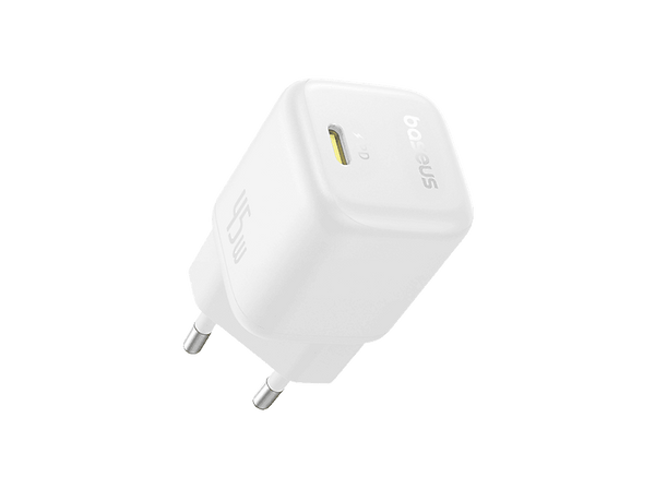 Cargador de pared - Baseus PicoGo GaN, Carga rápida, Tipo C, 45W, Universal, Blanco
