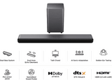 Barra de sonido - TCL S55HE, Bluetooth, Inalámbrico, 220W, 2.1 Canales, Dolby Atmos, 5 teclas táctiles, LED, Titanio Oscuro