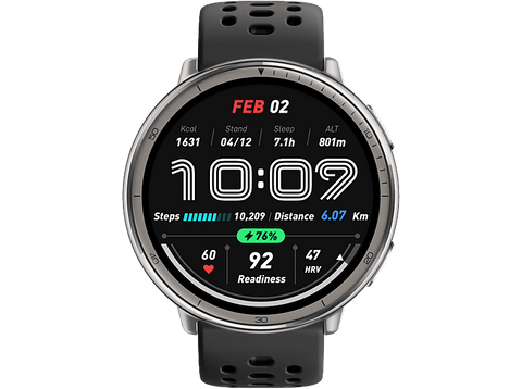 Smartwatch - Amazfit Active 2R, Tamaño muñeca 135-195mm, +160 modos de entrenamiento, Silicona, Negro