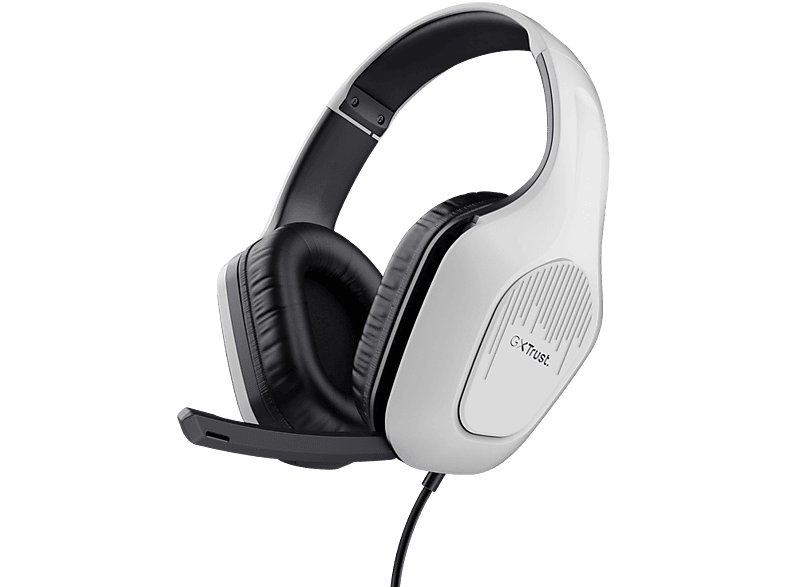 Auriculares gaming - Trust GXT 415W Zirox, Con Cable, Circumaurales, Winning White