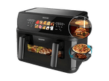 Freidora de aire - Cecotec Cecofry&Grill Duoheat 10000, 2800 W, 10l, Doble Cubeta, 4 Grills, 10 Menús, Negro