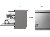 Lavavajillas - LG DF243FV, 14 servicios, 9 programas, 60 cm, QuadWash™,  EasyRack™, Inox antihuellas