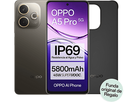 Móvil - OPPO A5 Pro, 5G, Brown Black, 256 GB, 8 GB RAM, 6.67