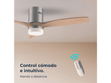 Ventilador de techo - Cecotec EnergySilence Aero 5600 Classic Acero, Motor DC 40 W, Luz LED 18 W, 6 Velocidades, Mando, 3 aspas, Plateado