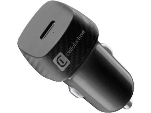 Cargador coche - CellularLine CBRUSBCPD20WK, 1 Puerto USB-C, 20 W, Universal, Negro