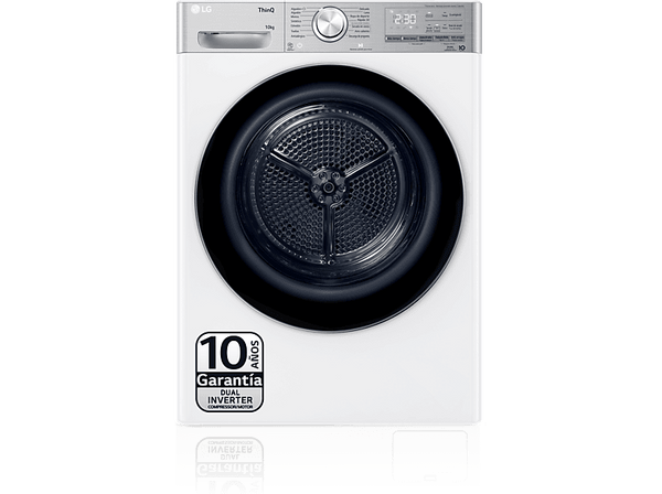 Secadora bomba de calor - LG RH10V9AV2WR, 10 kg, 14 programas, Display LED, Dual Inverter Compressor™, Eco Hybrid™, Blanco