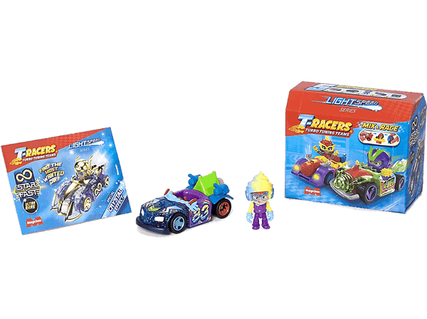 Figura - MagicBox T-Racers Light Speed Car & Racer Superhings, Mix & Race, Figura aleatoria, Multicolor