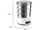 Vaporera - Tefal Convenient Series Deluxe VC502D10, 1.2 L, 900 W, 8 programas de cocción, 3 niveles, Acero Inoxidable, Blanco