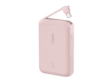 Powerbank - Belkin BPB021hqPK, 10000 mAh, 1x USB-C, Cable Integrado, Carga Rápida, 20W, Rosa