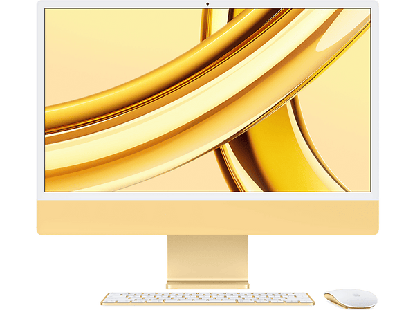 Apple iMac (2023) Z19FBASE, 24" Retina 4.5K, Chip M3, CPU de 8 núcleos, GPU de 10 núcleos, 24GB de RAM, 1TB de SSD, Amarillo