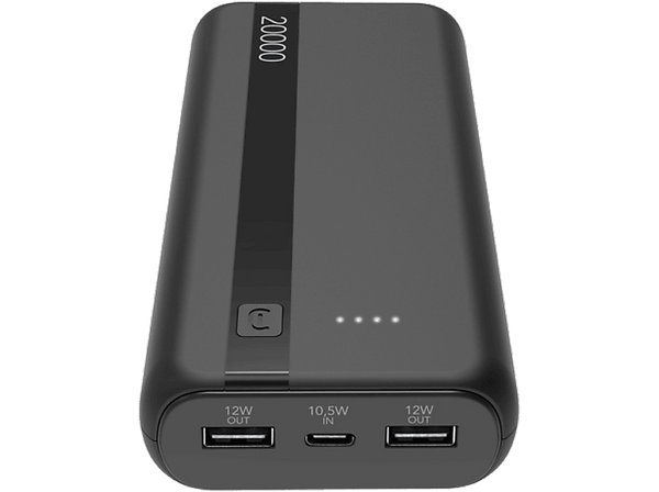 Powerbank - CellularLine PBENTRY20000K, 20000 mAh, USB tipo A y C, Negro