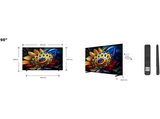 TV QLED 98 - TCL 98C655, UHD 4K, Quad Core, Smart TV, Google TV, Game Master 3.0, 144 Hz, Dolby Atmos, Brushed titanium metal front