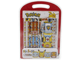 Pack papelería - Pokémon: 1 plumier, 1 bloc, 5 lápices de colores, 1 bolígrafo, 1 goma, 1 sacapuntas y 1 regla