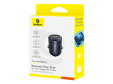 Cargador coche - Baseus Tiny Star Mini, Universal, Tipo-C y USB, 30W, Con cable, Negro Cosmic