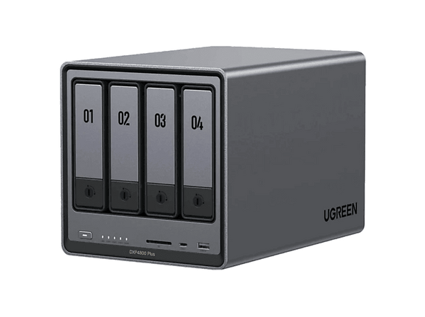 Servidor NAS - Ugreen DXP4800PLUS, SSD, Capacidad 112 TB, 8GB RAM, Intel Pentium Gold 8505, 4 Bahías, Gris