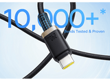Cable USB - Baseus Dura, Tipo-C a Tipo-C, 100 cm, 240W, Carga rápida, Ultrarresitente, Negro y Dorado