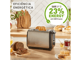 Tostadora - Moulinex Subito 5 LT5S0D, 1200w, 2 ranuras, 7 niveles de tostado, Bandeja recogemigas, Descongela y recalienta, Inox