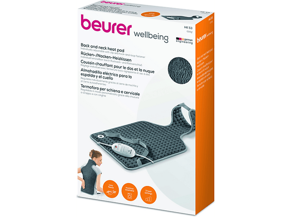 Almohadilla eléctrica - Beurer HK-53, 100W, Sistema Oeko-Tex, Gris