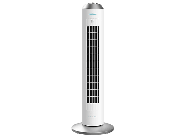 Ventilador de torre - Cecotec EnergySilence 8090 Skyline, 60W, Oscilación automática, 3 velocidades, Temporizador 2h, Asa, Base estable, Blanco