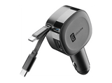 Cargador coche - Cellularline ROLL, Retráctil, 30 W, Tipo C, Universal, Negro