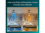 Ventilador de techo - Philips Olas 28 W + 24 W, LED, 3 Velocidades, Negro/Madera