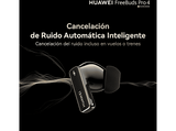 Auriculares True Wireless - Huawei FreeBuds Pro 4, 33h Autonomía, Cancelación de Ruido, Doble Conexión, Negro
