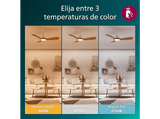 Ventilador de techo - Philips Olas 28 W + 24 W, LED, 3 Velocidades, Blanco/Madera