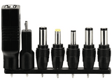 Fuente de alimentación - Hama Eco, Universal, 7 enchufes adaptadores, 1 llave de interruptor, 12W, Negro