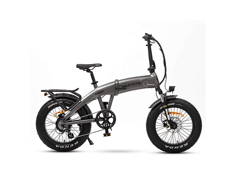 Bicicleta de Montaña - smartgyro Rhino, Eléctrica, Plegable, Potencia Nominal 250W, Velocidad 25 km/h, Autonomía 60 km, 7 Velocidades, Gris