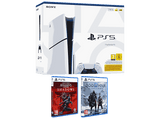 Consola - Sony PS5 Slim Standard, 1 TB SSD, 1 mando, Chasis E, Blanco + Assassin's Creed: Shadows + God Of War: Ragnarok