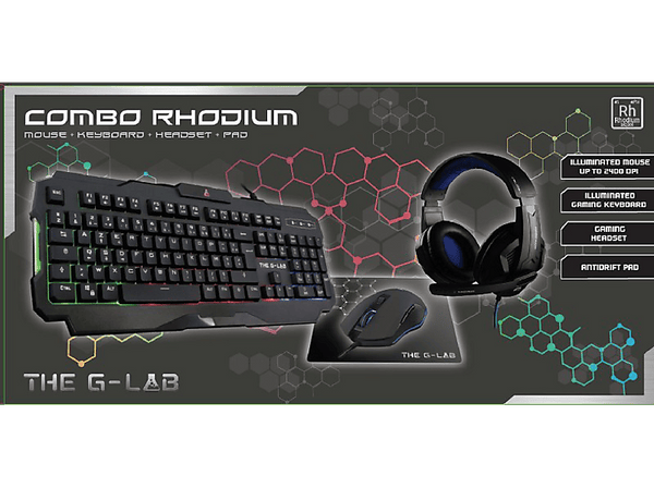 Pack gaming - G-Lab Combo Rhodium: Teclado gaming + Ratón gaming + Auriculares + Alfombrilla ratón