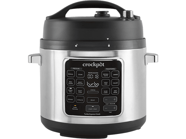 Robot de cocina - Crock-Pot Turbo Express CSC062X, Multicooker, 5.6 l, Sous Vide, 15 Programas, Negro/Plata