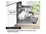 Lavavajillas - Samsung DW60R7050FS/EC, 14 servicios, 8 programas, 59.8 cm, AquaStop, Configuración Flexible, Inox