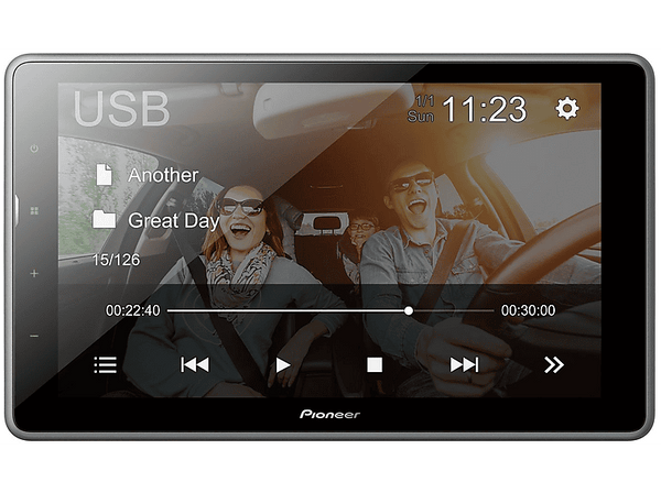 Pantalla - Pioneer DMH-AF555BT, 9", 1x Entrada auxiliar AV trasera, Bluetooth, 13 bandas, Negro