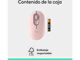 Ratón inalámbrico - Logitech Pop, 4000 ppp, Easy-Switch, Bluetooth, SmartWheel, Botones personalizables, Tecnología Silent Touch, PC-Mac, Rosa