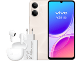 vivo Y21, Oro, 128 GB, 4 GB RAM, 6.74 HD+, MediaTek Dimensity 6300, 6.500 mAh + Cargador vivo 44W FlashCharger + Auriculares vivo Buds Air3