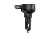 Cargador de móvil para coche - Baseus Enjoyment Pro, Universal, 60W, Con cable retráctil Tipo-C, Carga rápida y simultánea, Negro Cluster