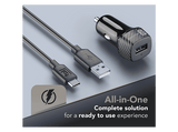 Cargador coche - CellularLine Car Charger Kt 18W, Carga rápida, Universal, Negro