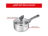 Cazo - Tefal Daily Cook G7122, 1.5 l, 16 cm, Acero Inoxidable, Tapa erguida, Mangos ergonómicos antiquemaduras, Apto lavavajillas