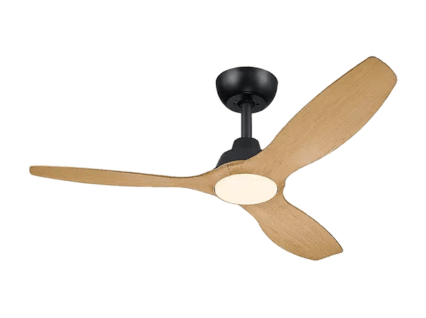 Ventilador de techo - Philips Olas, 59 W, 6 Velocidades, 132 cm, 2650 lúmenes regulables, Mando a distancia, Negro/Madera