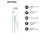 Auriculares de botón - Sony IER‑EX15C, con Micrófono, USB-C, iPhone/Android/Portátil/PC, Ligero, Graves potentes, Ideal para viajar/uso diario, Blanco