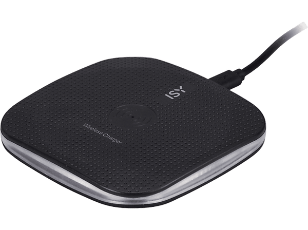 Cargador móvil inalámbrico - ISY IWQ-1010, ParaDispositivos compatibles con Qi, 10W, Negro