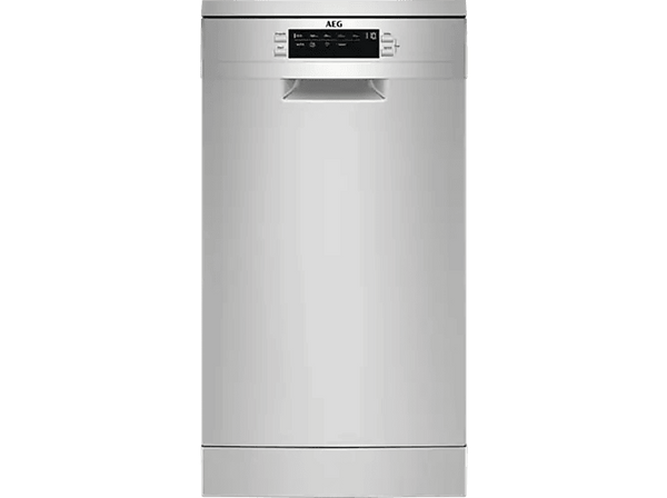 Lavavajillas compacto - AEG FFB62427ZM, 9 servicios, 9 programas, 45 cm, Brazo aspersor doble, Inox