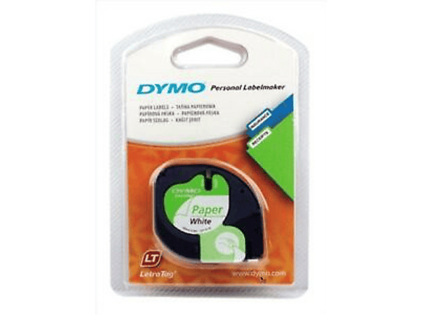 Cinta papel - Dymo S0721510, 12 mm x 4 m, Blanco y negro