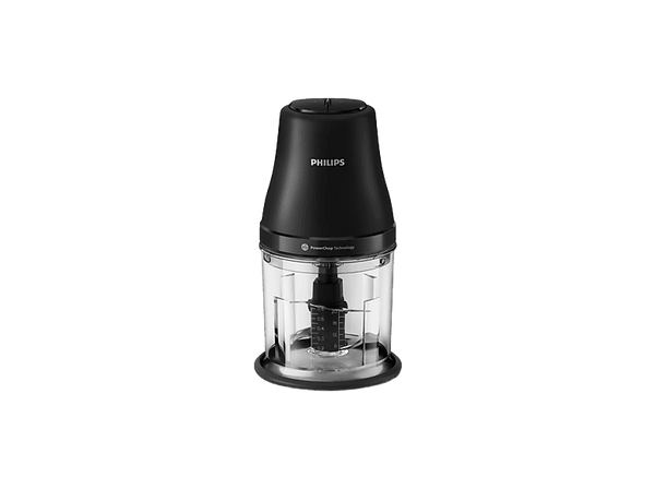 Mini picadora - Philips Picadora 3000 450W 1L HR1501/00, Recipiente de 1 l, Tecnología PowerChop, Acero inoxidable extraíbles, Negro