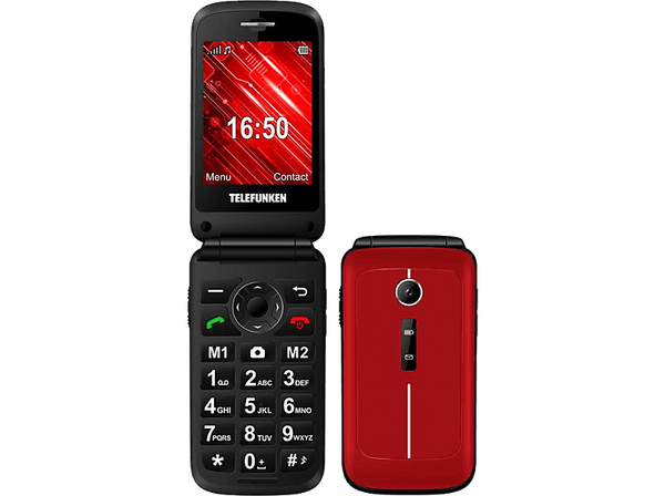 Móvil - Telefunken S430, Rojo, 32MB RAM, 2.8" TFT, Teclas grandes