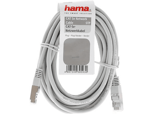 Cable de red - Hama RJ-45 CAT-5E STP, 1.5 metros, Gris