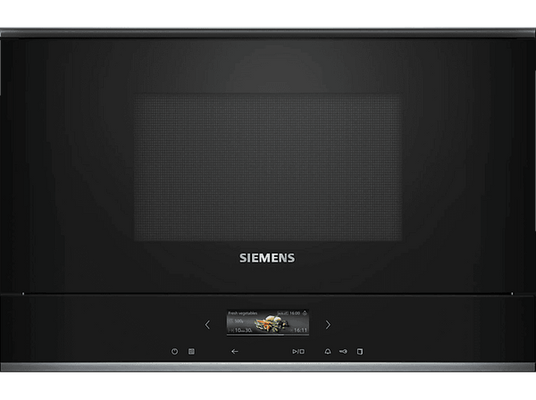 Microondas integrable - Siemens BF722R1B1, SerieIQ700,  1220 W, 5 niveles, Limpieza humidClean, Función cookControl, 21 l, Negro