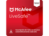 Antivirus - McAfee®+ LiveSafe, Seguridad en Internet para dispositivos ilimitados, Suscripción 1 año, Código de descarga (Renovación automática)